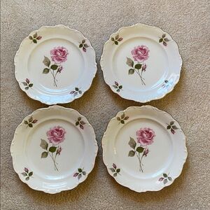 Bavaria Schumann Arzberg Germany Vintage Roses & Buds Porcelain Plate, Set of 4
